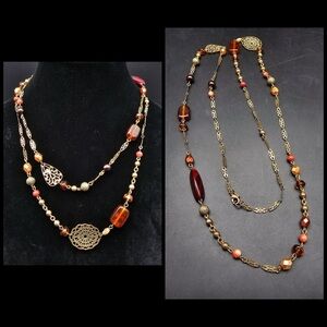 ✨2 for $30✨ Avon Station Necklace (Signed Vintage, Beaded, Gold Tone, Red)